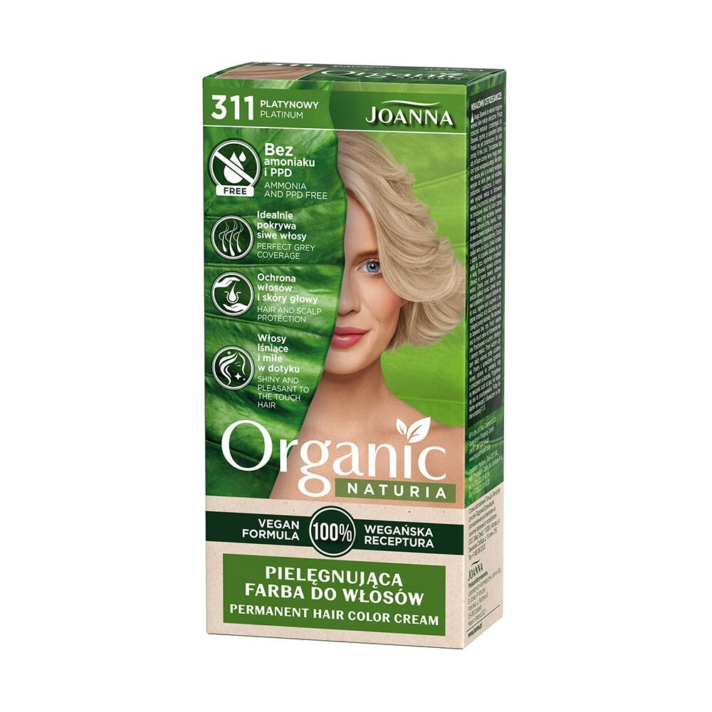 Уцінка! Безаміачна стійка крем-фарба для волосся Joanna Naturia Organic Permanent Color Cream 311 Platinum, 100 мл